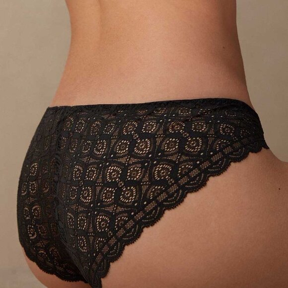 Intimissimi Silk and Lace Briefs in Black - Picture 7 of 8